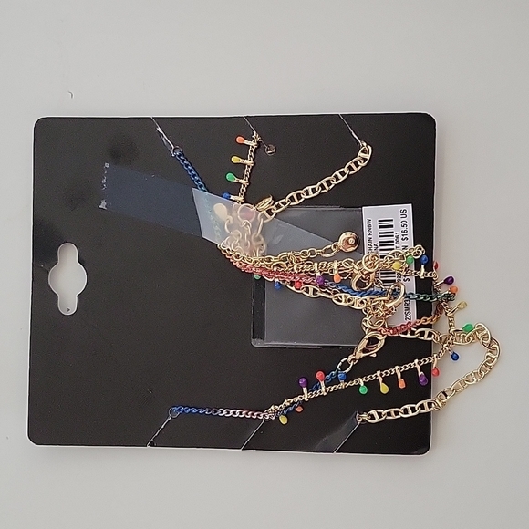 Torrid Rainbow Layered Chain Necklace & 3-Piece Anklet Set NWT - Picture 6 of 9